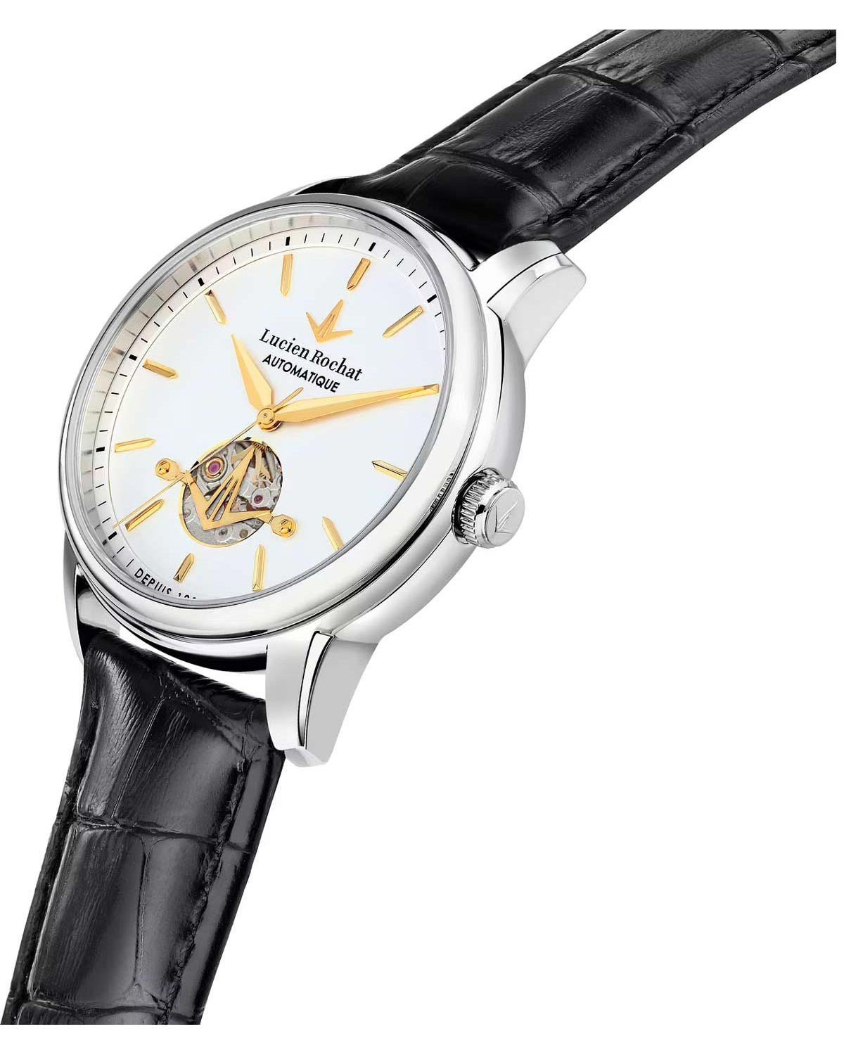 Ρολόι LUCIEN ROCHAT Iconic Automatic Black Leather Strap