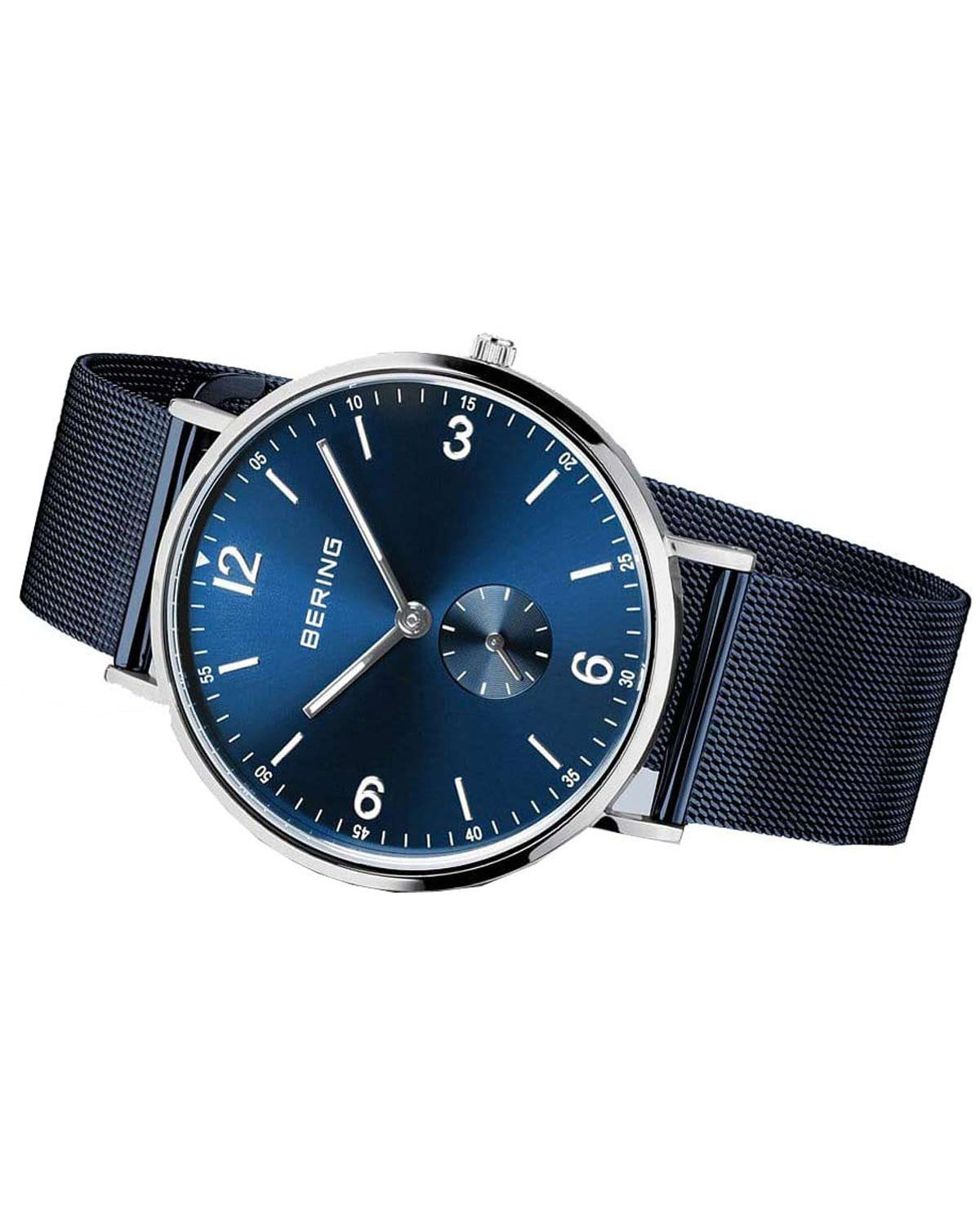 Ανδρικό ρολόι BERING Classic με μπλε μπρασελέ από ανοξείδωτο ατσάλι