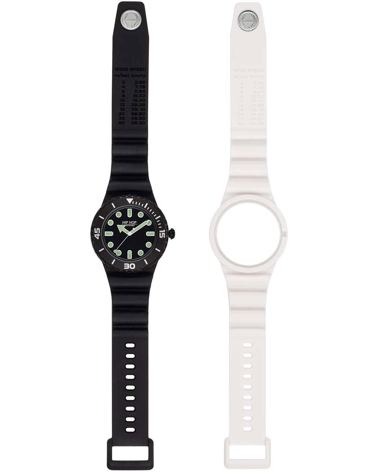 Ρολόι HIP HOP Master Black/White Silicone Strap Gift Set