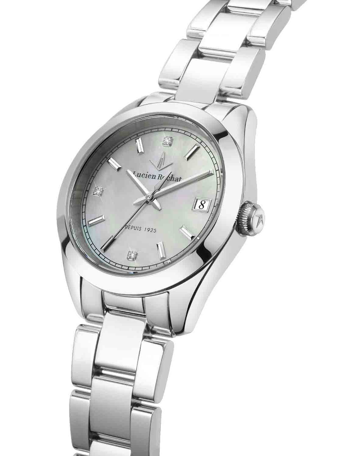 LUCIEN ROCHAT Madame Diamonds Silver Stainless Steel Bracelet