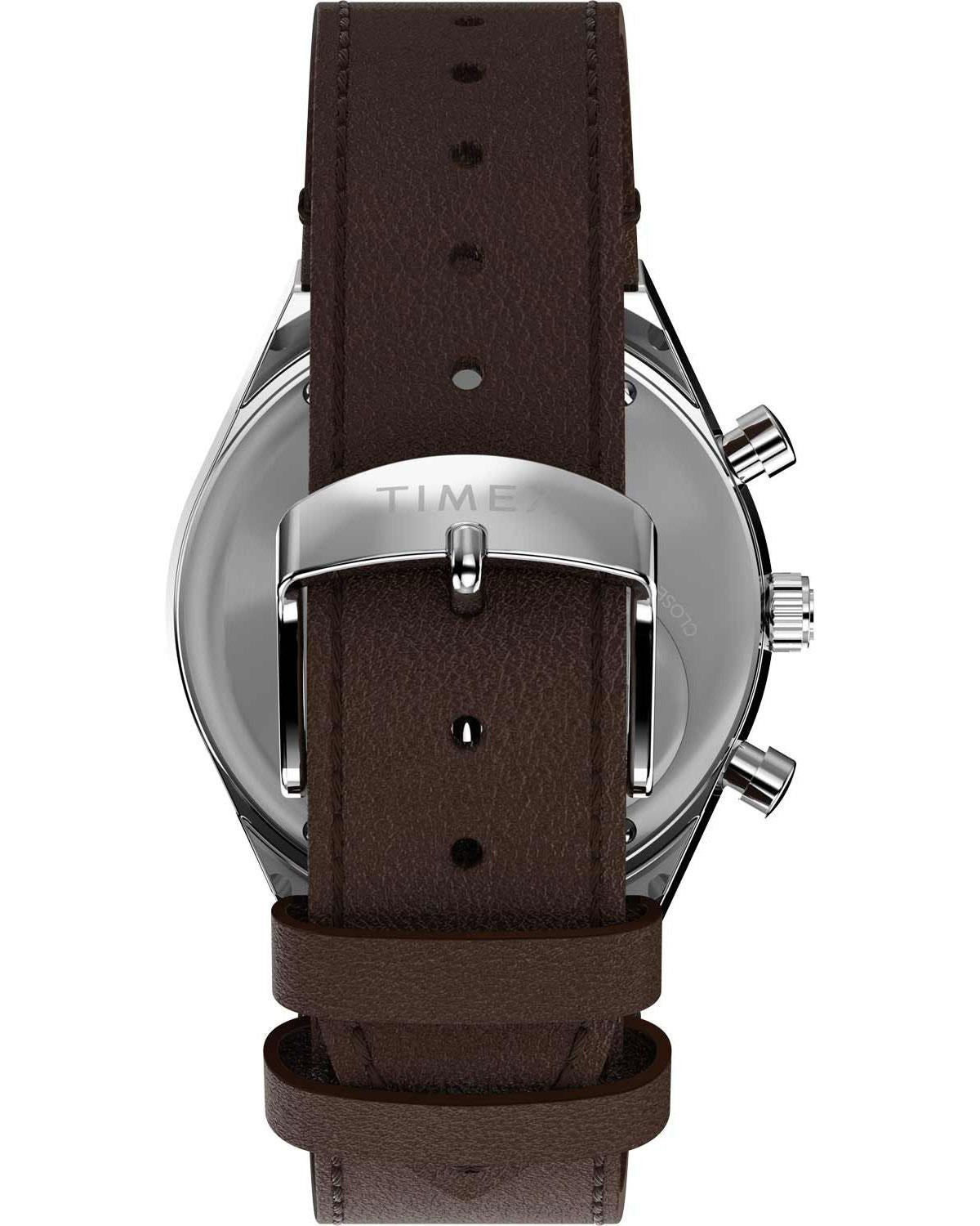 Ρολόι Q Timex Tachymeter Brown Leather Strap