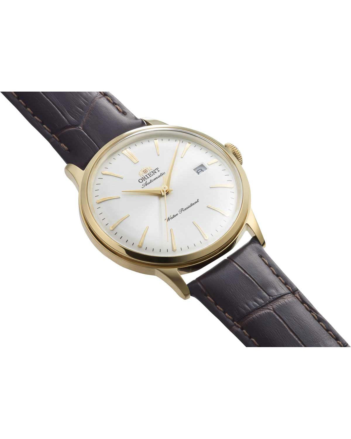 Ανδρικό ρολόι ORIENT Classic Bambino αυτόματο με καφέ δερμάτινο λουράκι
