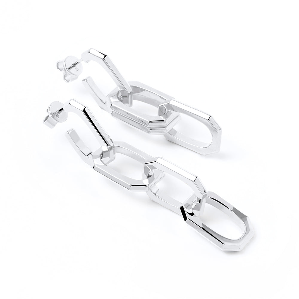 PDPaola Signature Chain Silver Earrings
