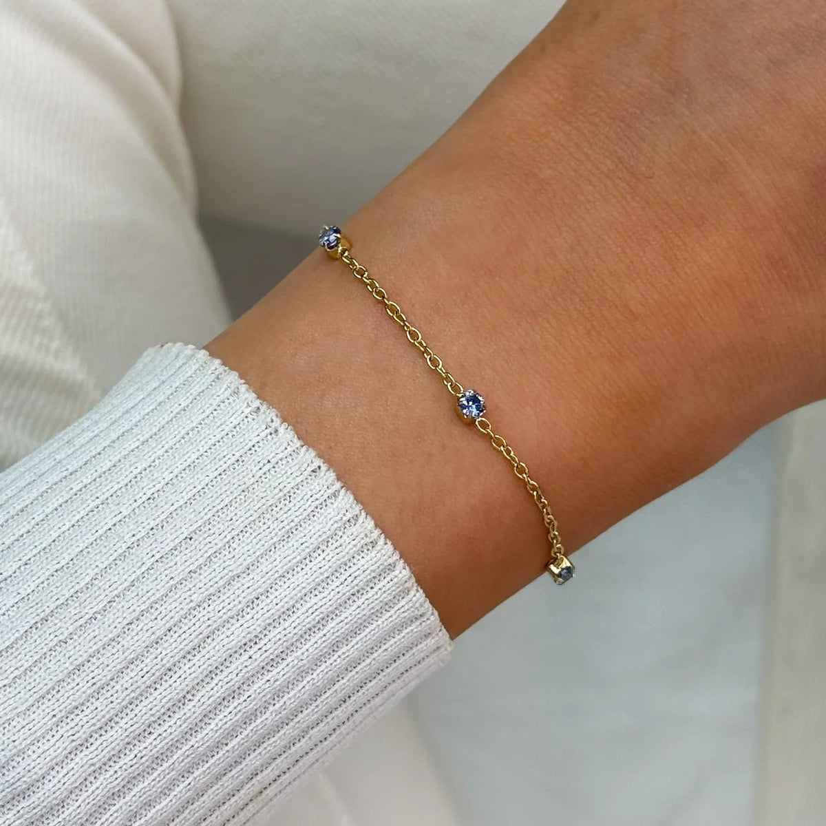 CLUSE Γυναικείο Βραχιόλι Élevé Zirconia Chain με Μπλε Πέτρες Χρυσό – CB13374