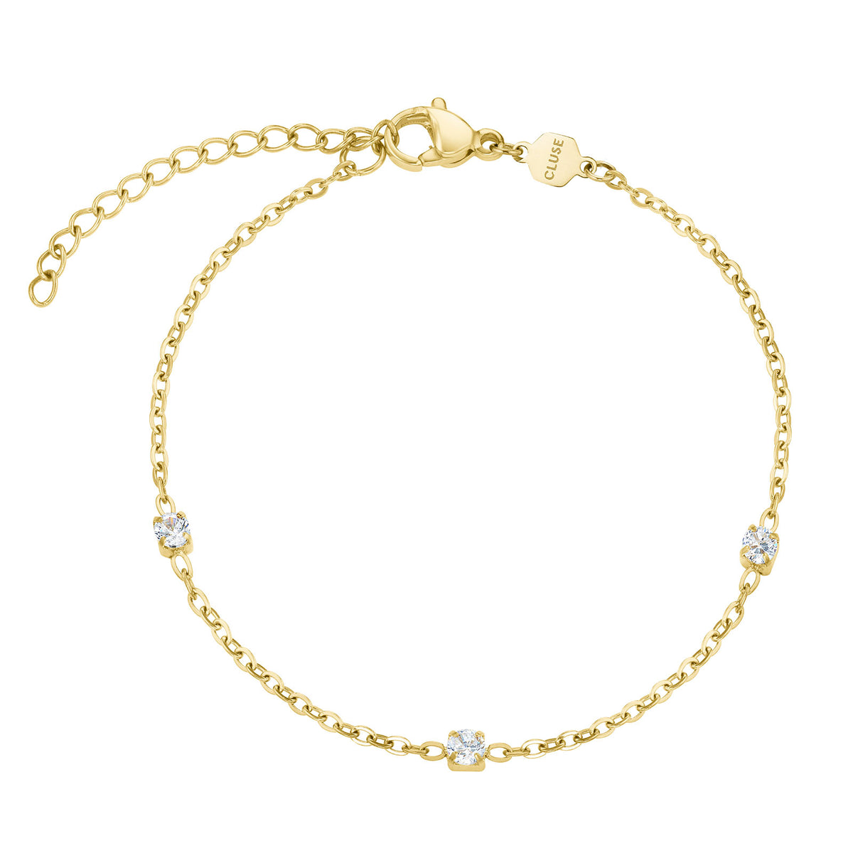 CLUSE Γυναικείο Βραχιόλι Élevé Zirconia Chain Χρυσό με Λευκά Ζιργκόν – CB13380