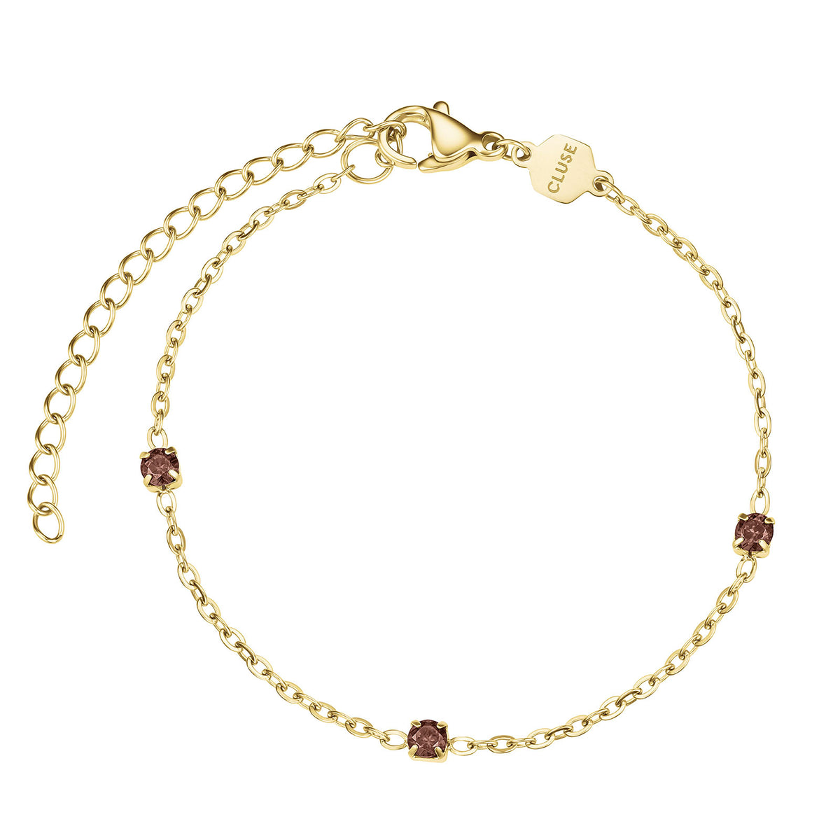 CLUSE Γυναικείο Βραχιόλι Élevé Zirconia Chain Χρυσό με Καφέ Ζιργκόν – CB13386