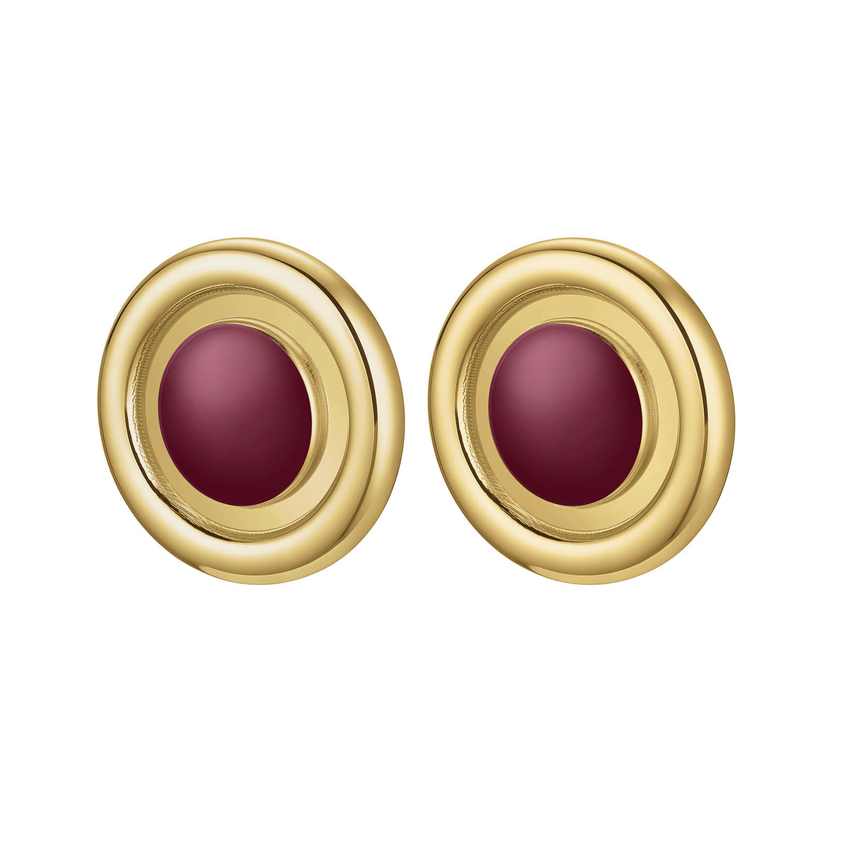 CLUSE Γυναικεία Στρογγυλά Σκουλαρίκια Élevé Round Burgundy Enamel Μπορντό & Χρυσά – CE13349
