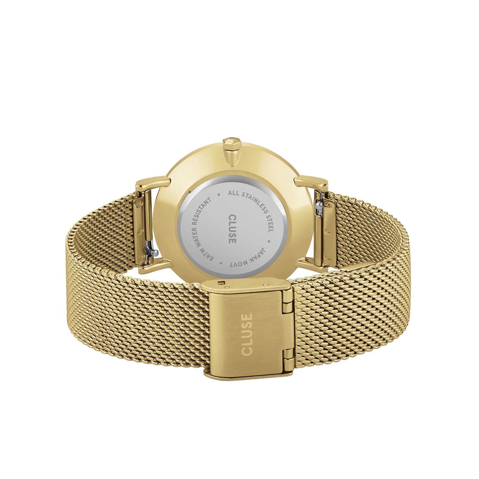 Cluse Gift Box Minuit Watch Mesh, White & Flat Snake Bracelet, Gold Colour