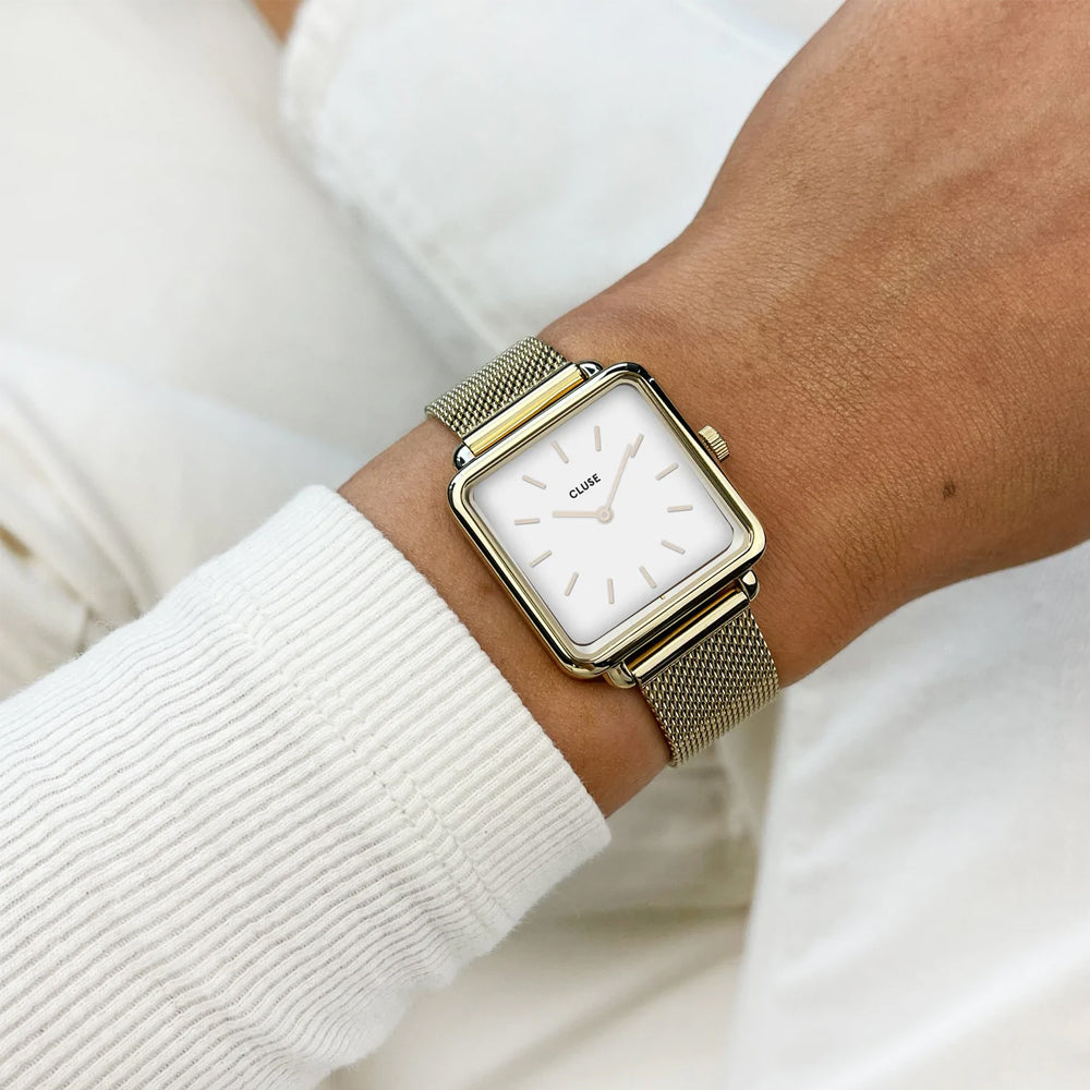 Cluse Gift Box La Tétragone Watch & Leather Strap Gold Colour