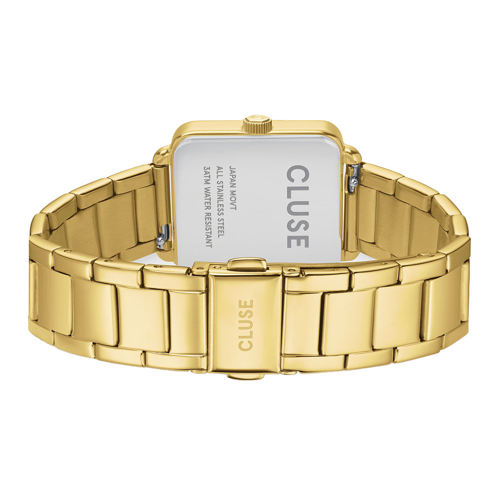 Gift Box La Tétragone Watch Steel White Pearl & Curb Chain Bracelet Gold Colour