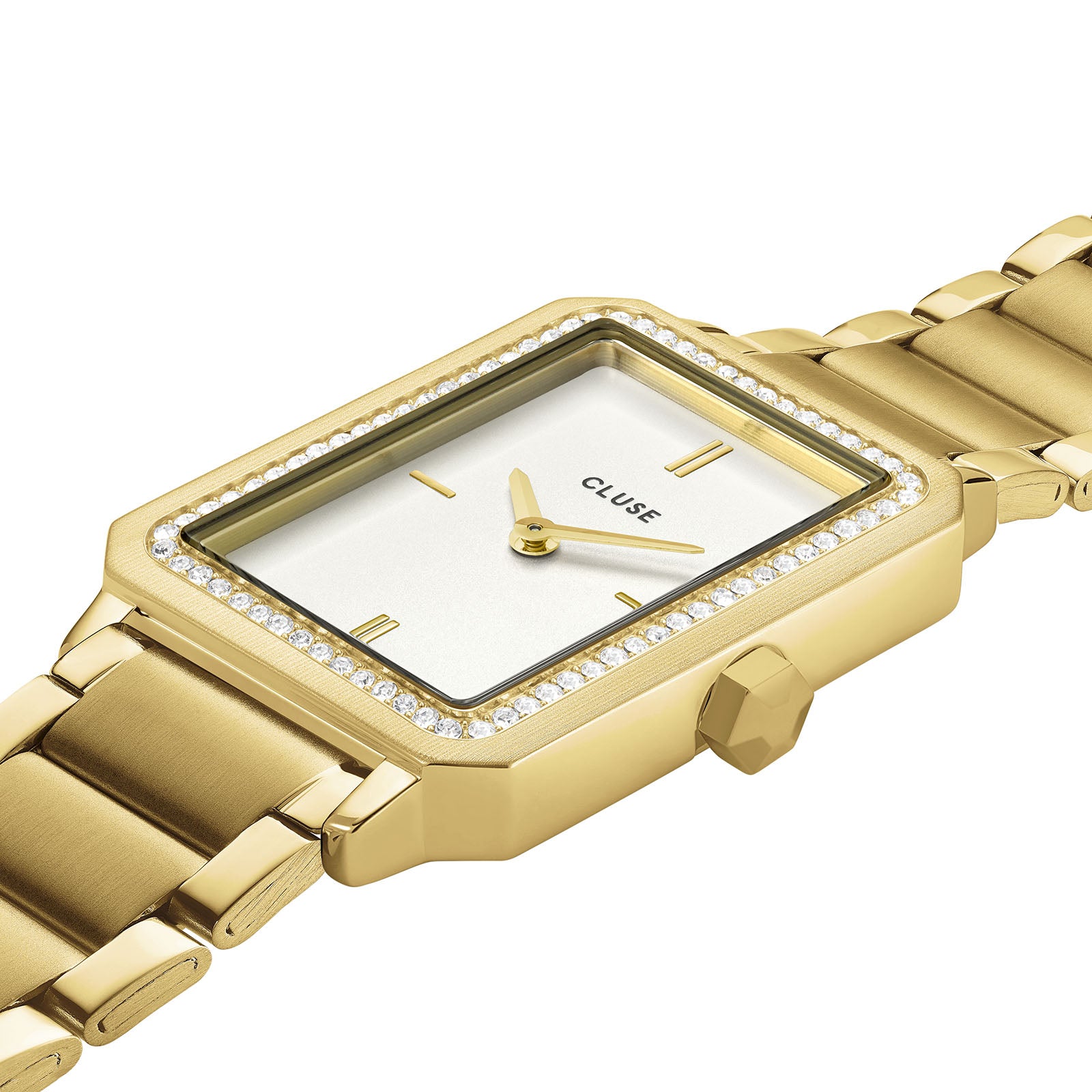 Cluse Gift Box Fluette Steel White Gold Stones Watch & Zirconia Bracelet Gold Colour