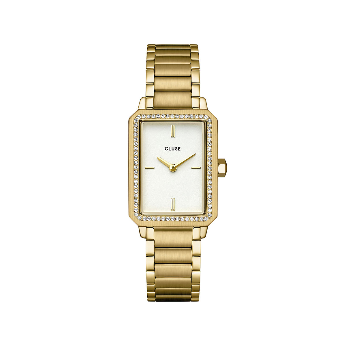 Cluse Gift Box Fluette Steel White Gold Stones Watch & Zirconia Bracelet Gold Colour
