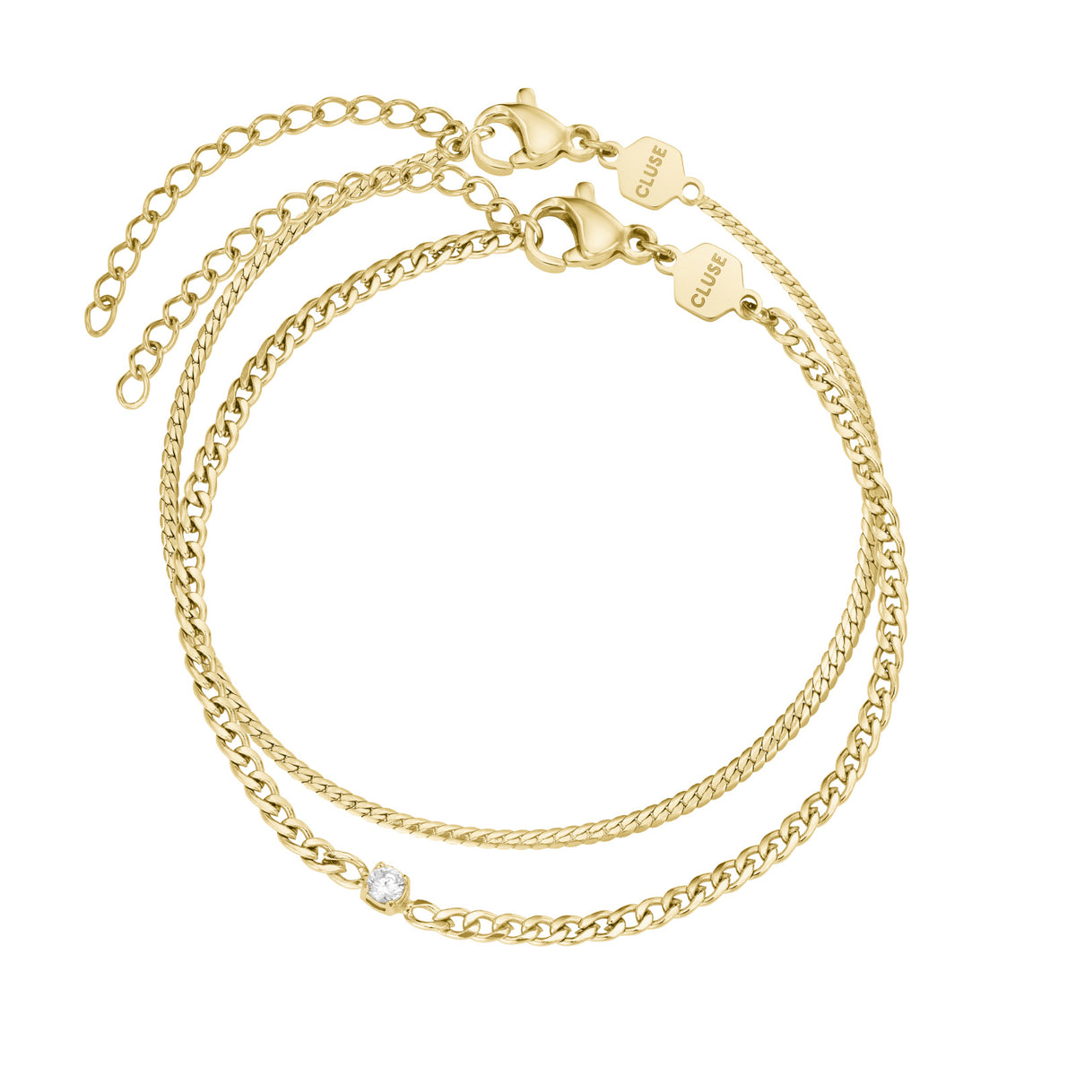 CLUSE Σετ 2 Γυναικείων Βραχιολιών Élevé Zirconia & Flat Snake Χρυσό – CG13302