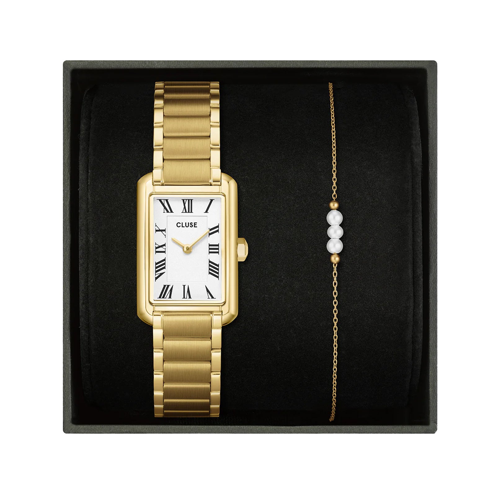 Cluse Gift Box Minuit Watch & Brown Leather Strap Silver Colour