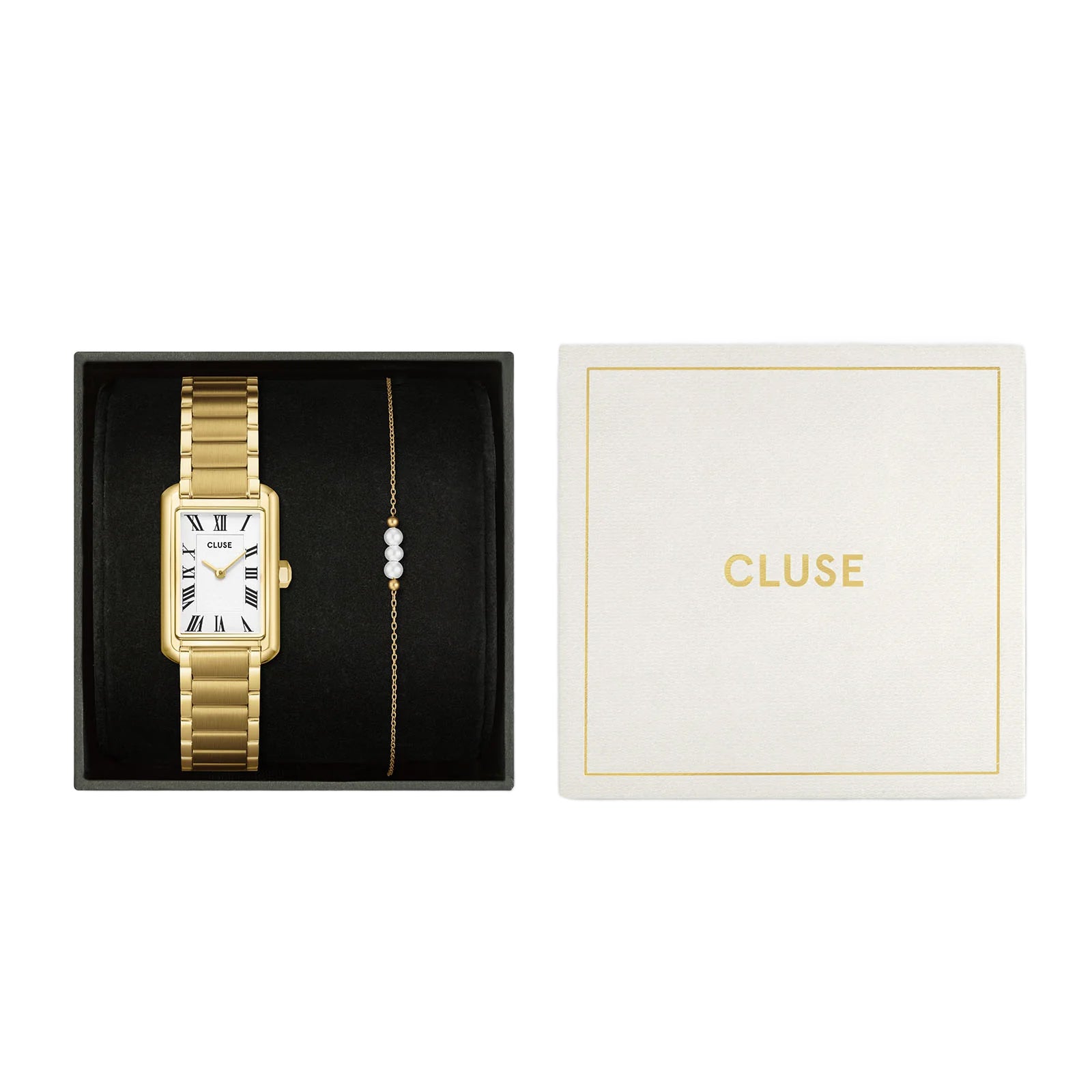 Cluse Gift Box Minuit Watch & Brown Leather Strap Silver Colour