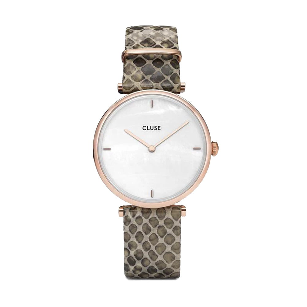 CLUSE Triomphe Leather Almond Python Rose Gold Colour