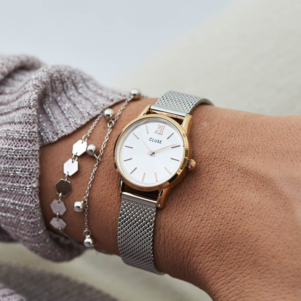 CLUSE La Vedette Rose Gold Silver Mesh