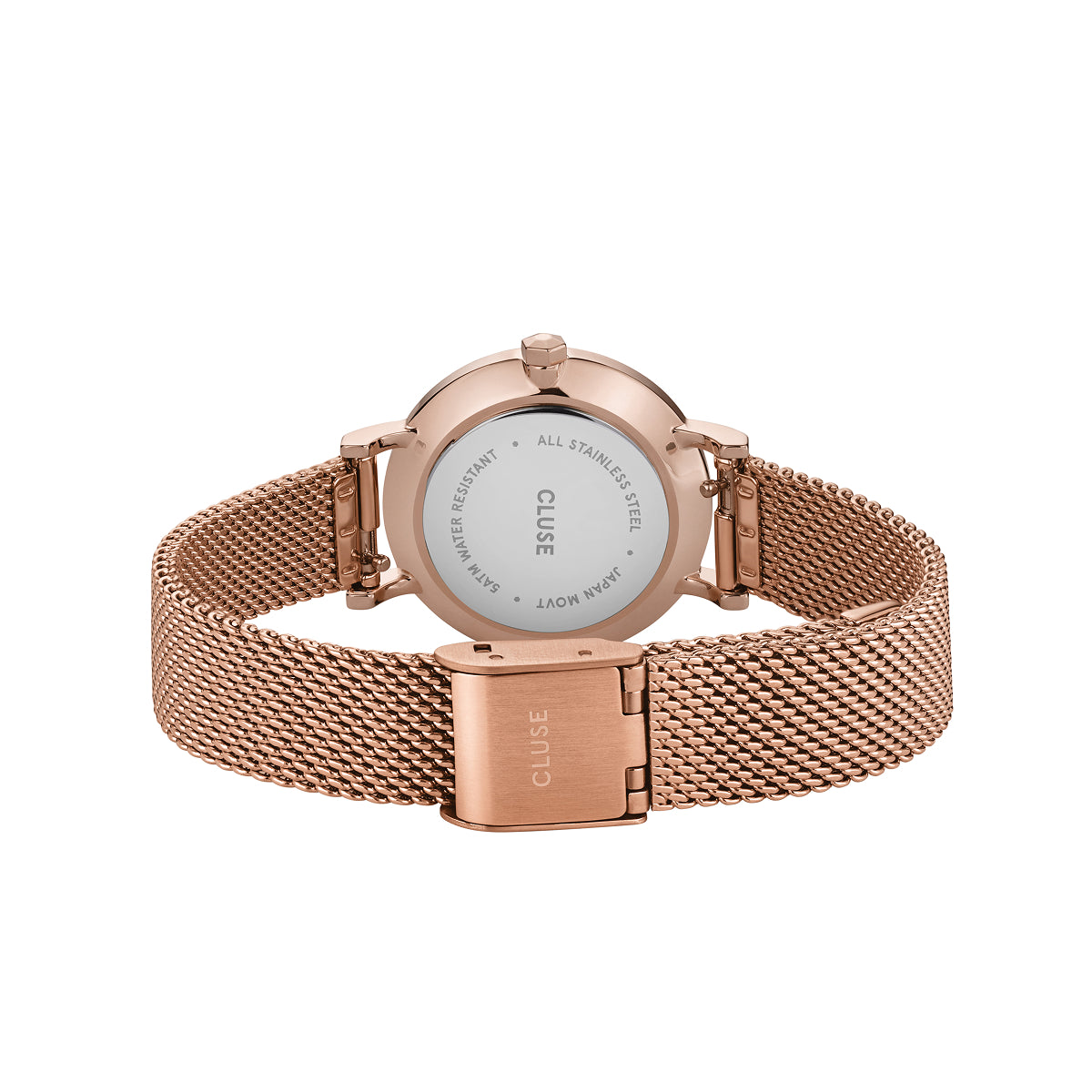 CLUSE Boho Chic Petite Watch Mesh, White, Rose Gold Color