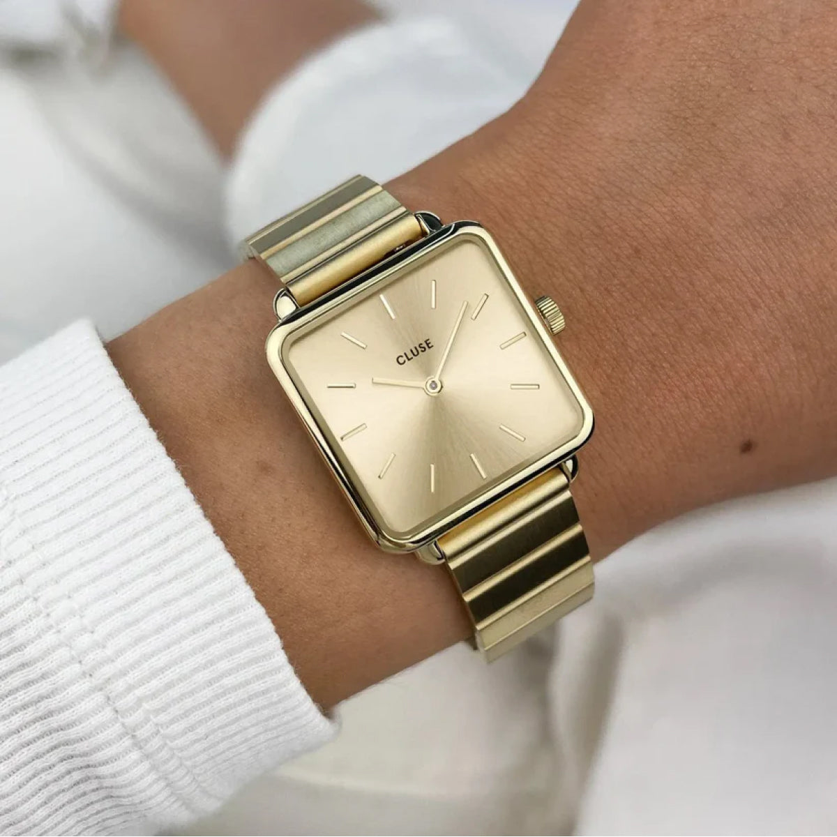 Cluse La Tétragone Watch Mesh stones Gold, Gold Colour