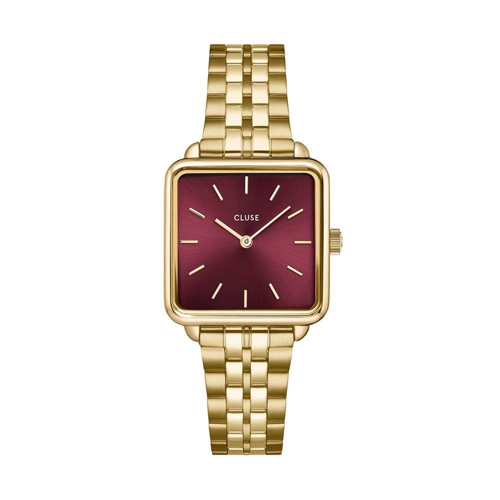 Cluse La Tétragone Watch Steel Dark Cherry Gold Colour