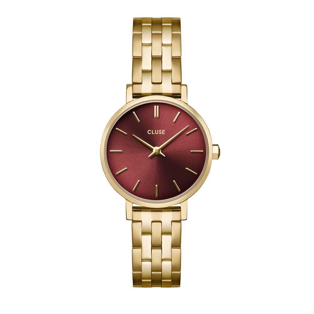 CLUSE Boho Chic Petite Steel Watch Dark Cherry Gold Colour