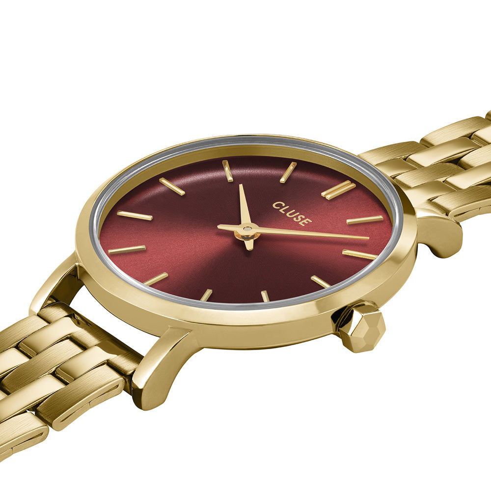 CLUSE Boho Chic Petite Steel Watch Dark Cherry Gold Colour