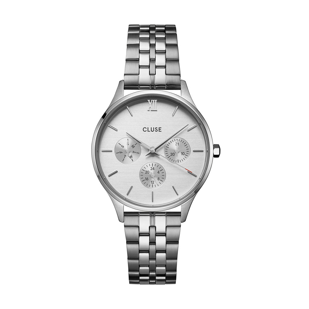 CLUSE Minuit Multifunction Steel Full Silver Colour