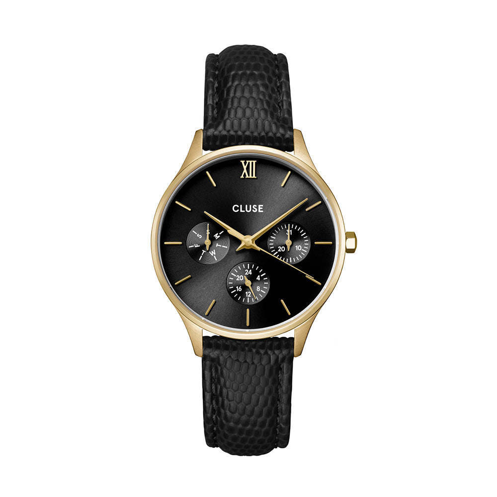 CLUSE Minuit Black Leather Strap
