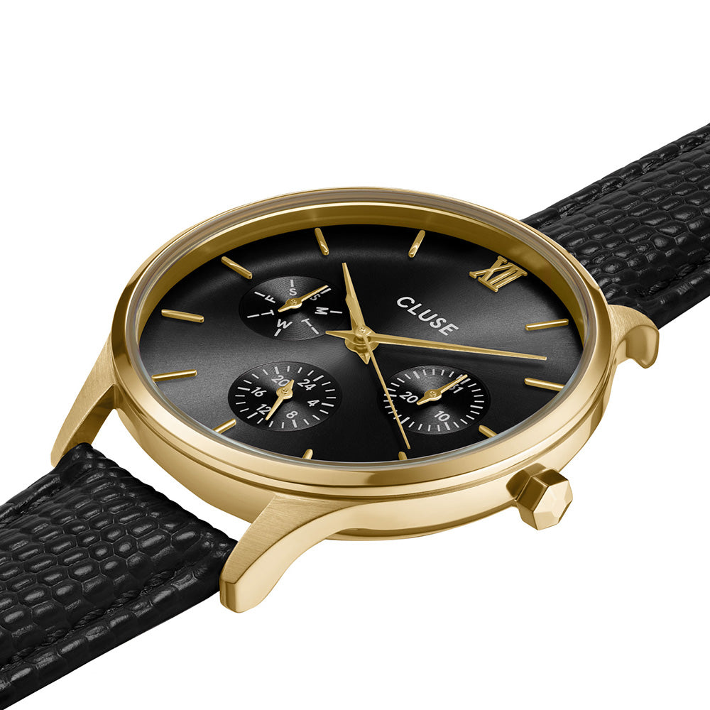 CLUSE Minuit Black Leather Strap