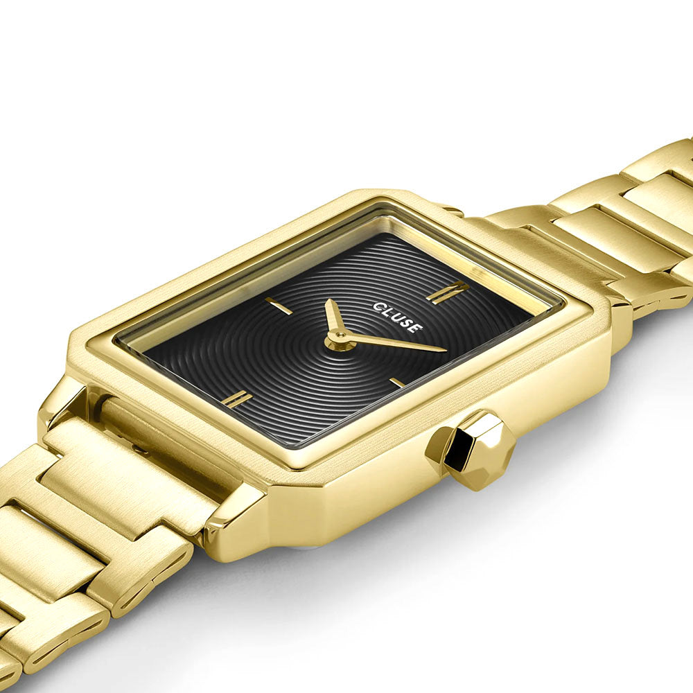 CLUSE Fluette Steel Circular Texture Black, Gold Colour