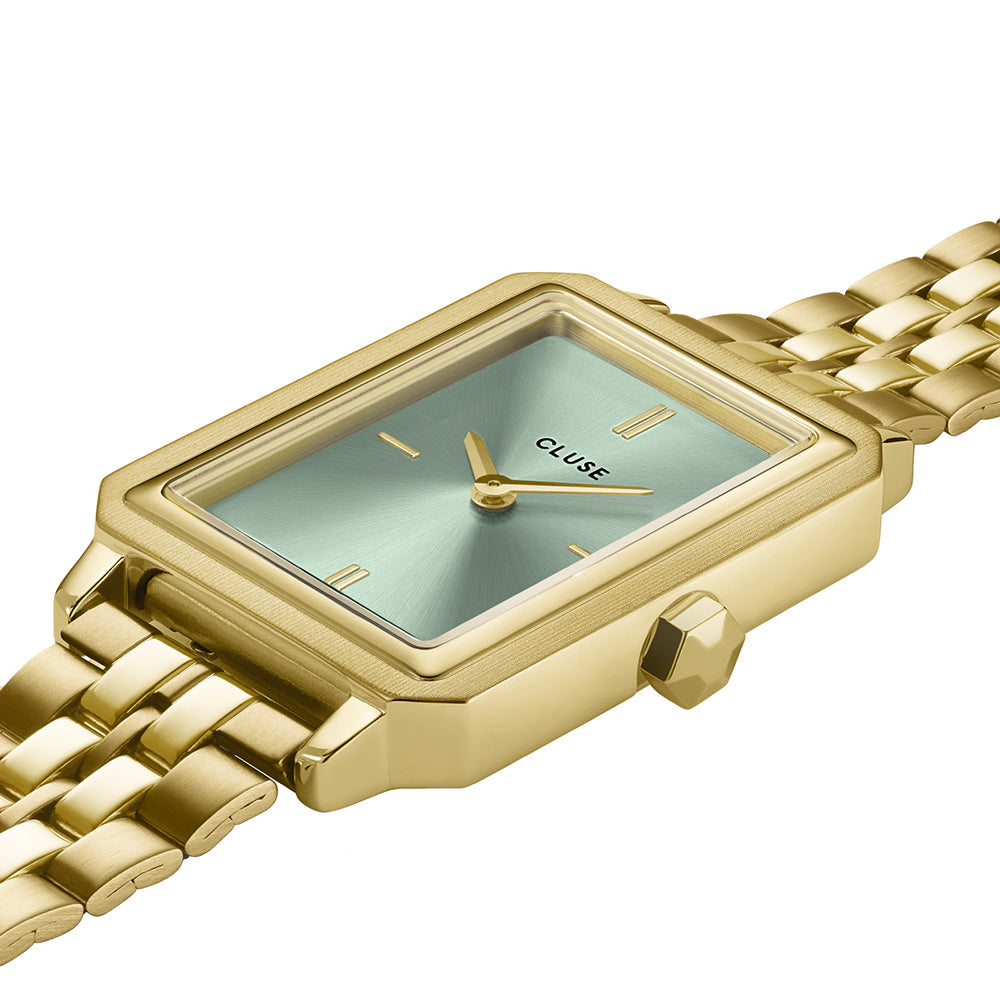 CLUSE Fluette Watch Steel Sage Green Gold Colour