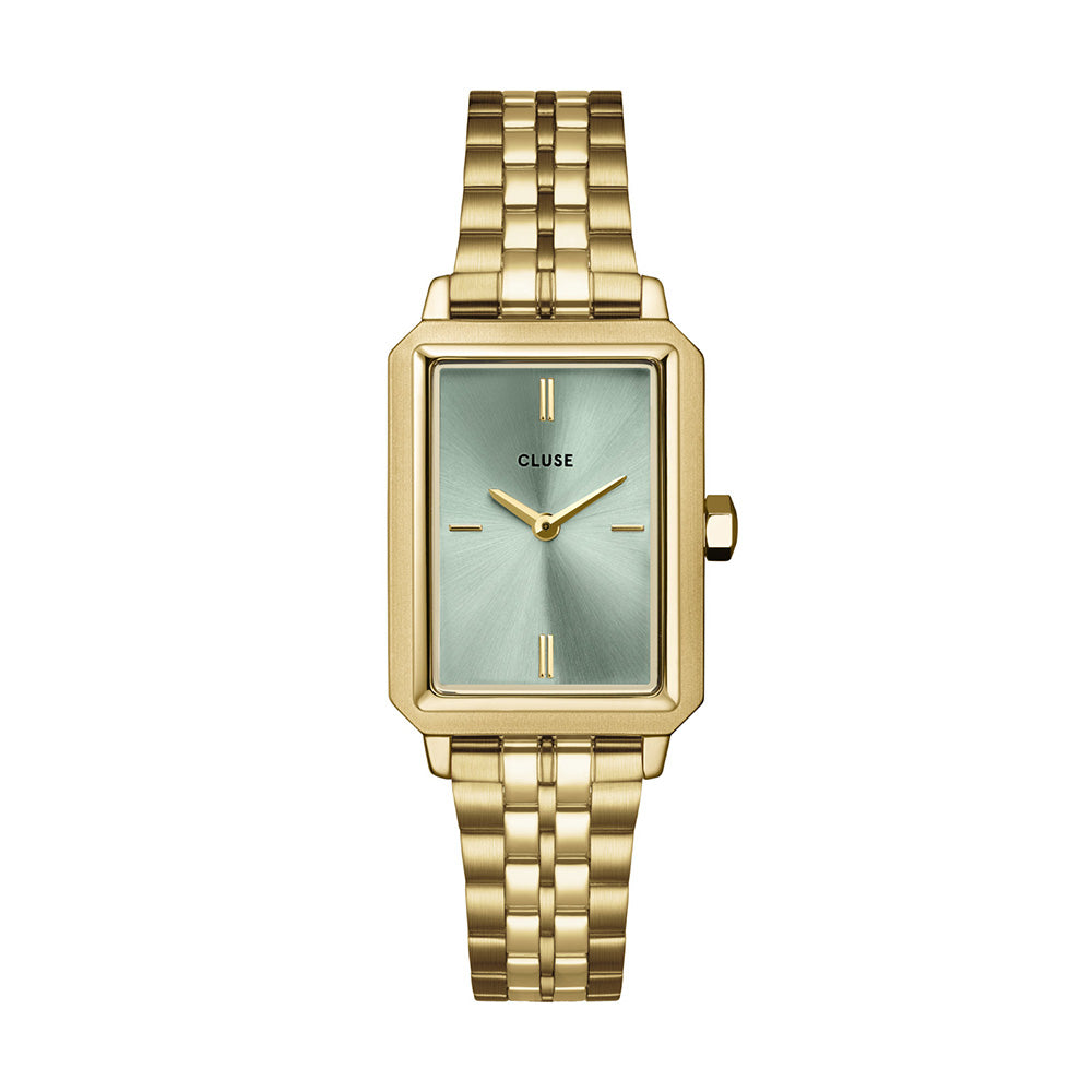 CLUSE Fluette Watch Steel Sage Green Gold Colour