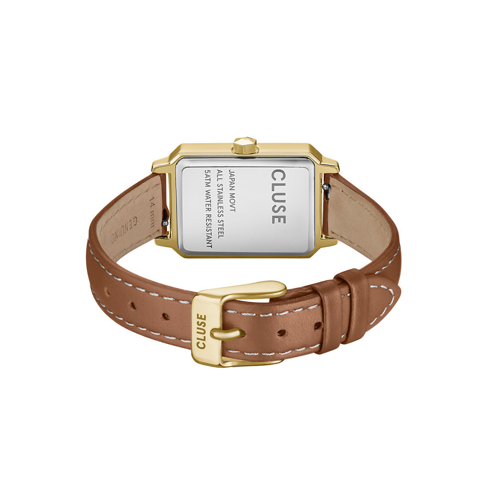 CLUSE Fluette Watch Leather Nutshell Sand Texture White Gold Colour