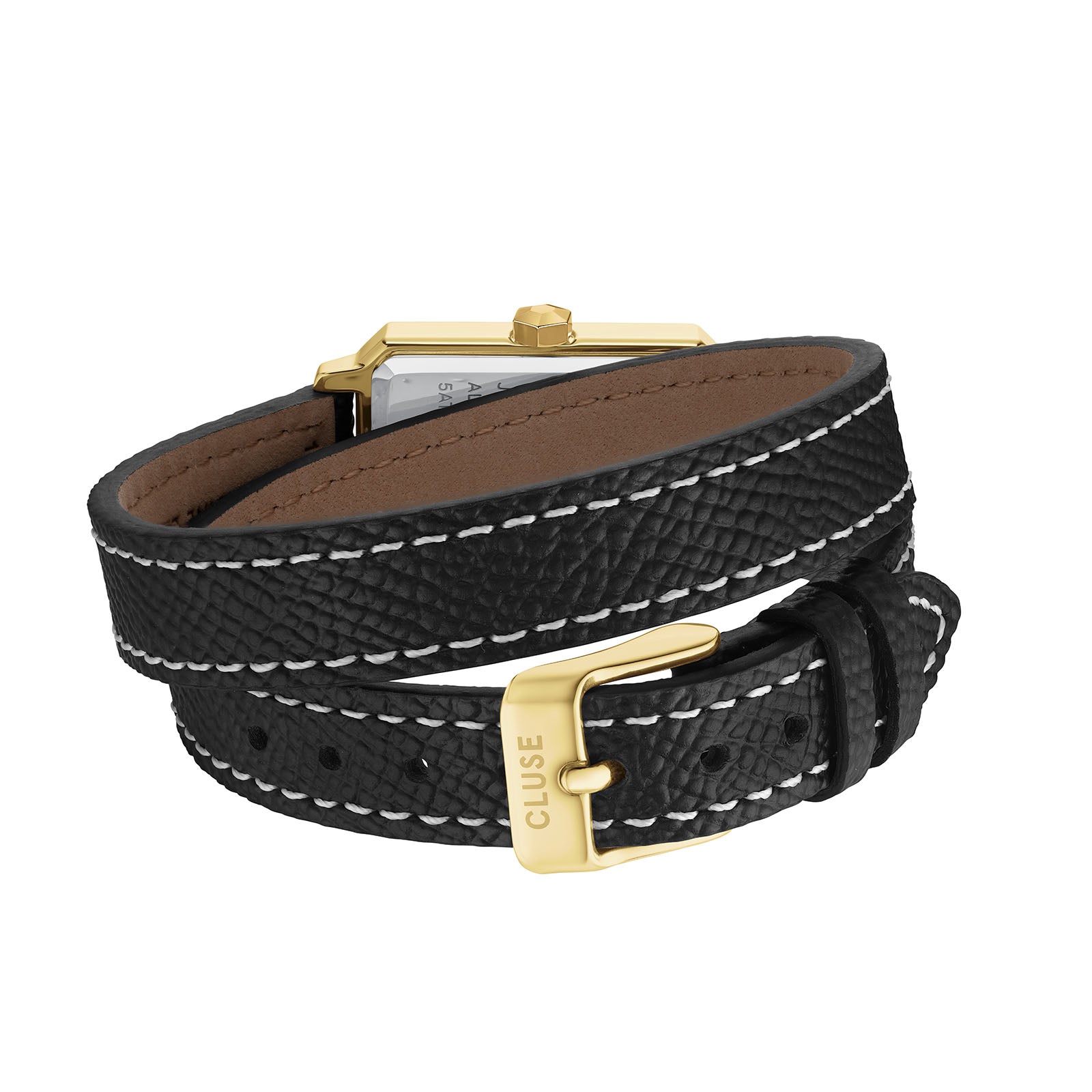 CLUSE Fluette Watch Double Leather Black Full Gold Colour