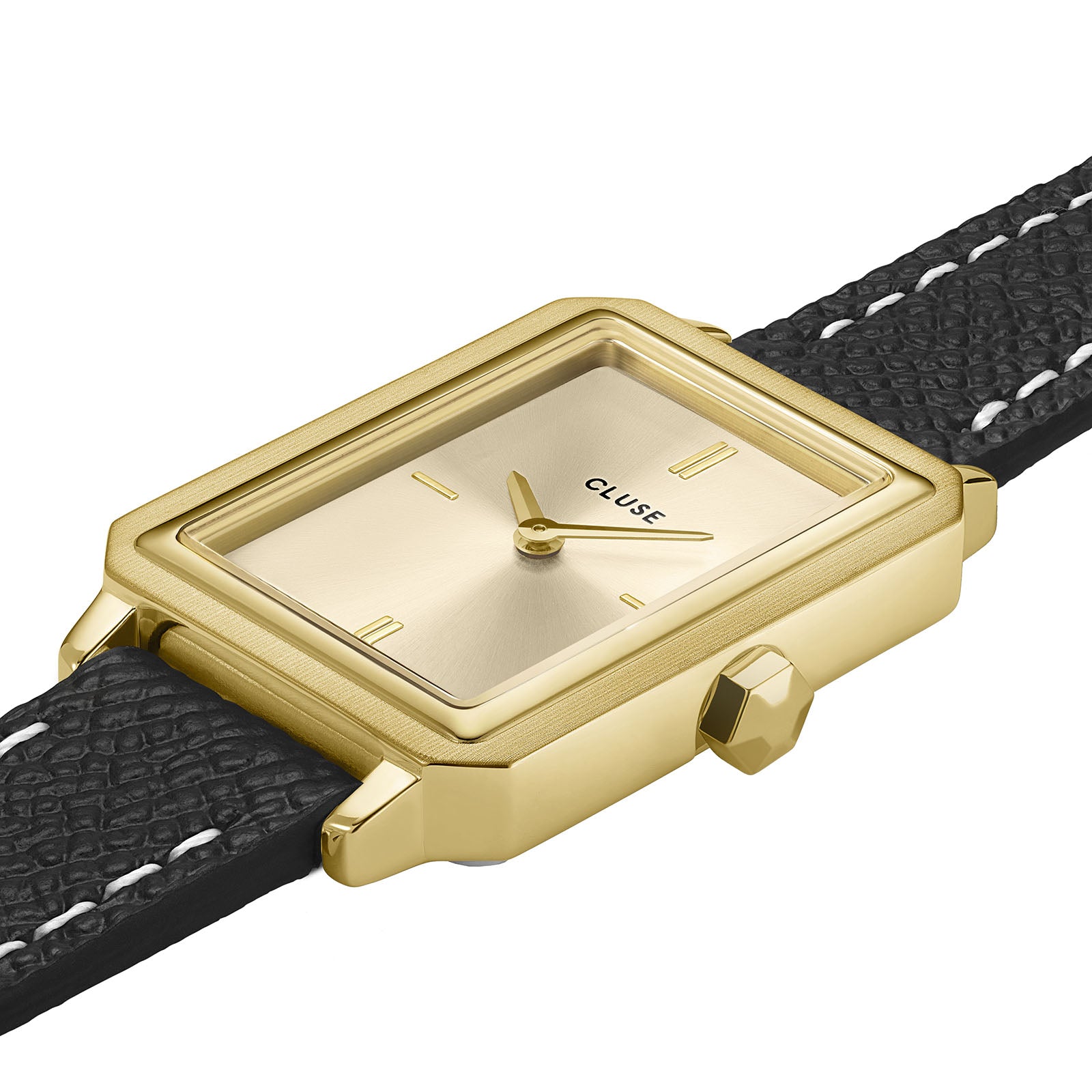 CLUSE Fluette Watch Double Leather Black Full Gold Colour
