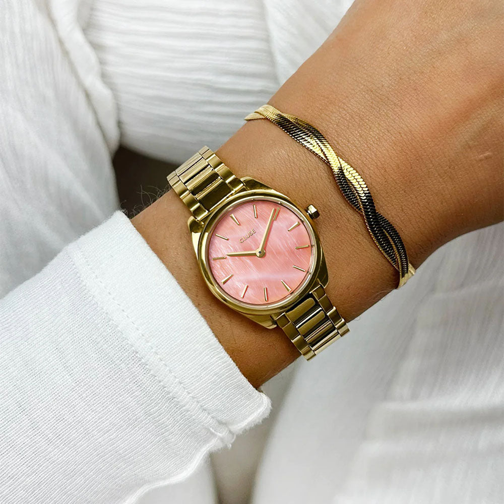 Cluse Féroce Mini Steel Apricot MOP, Gold Colour