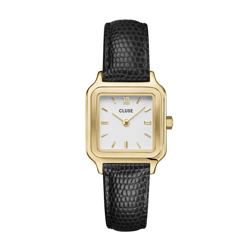 CLUSE Gracieuse Petite Watch Leather Black Lizard Gold Colour
