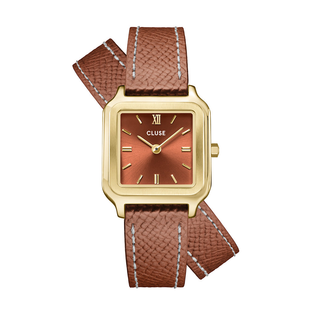 CLUSE Gracieuse Petite Watch Double Leather Nutshell Gold Colour