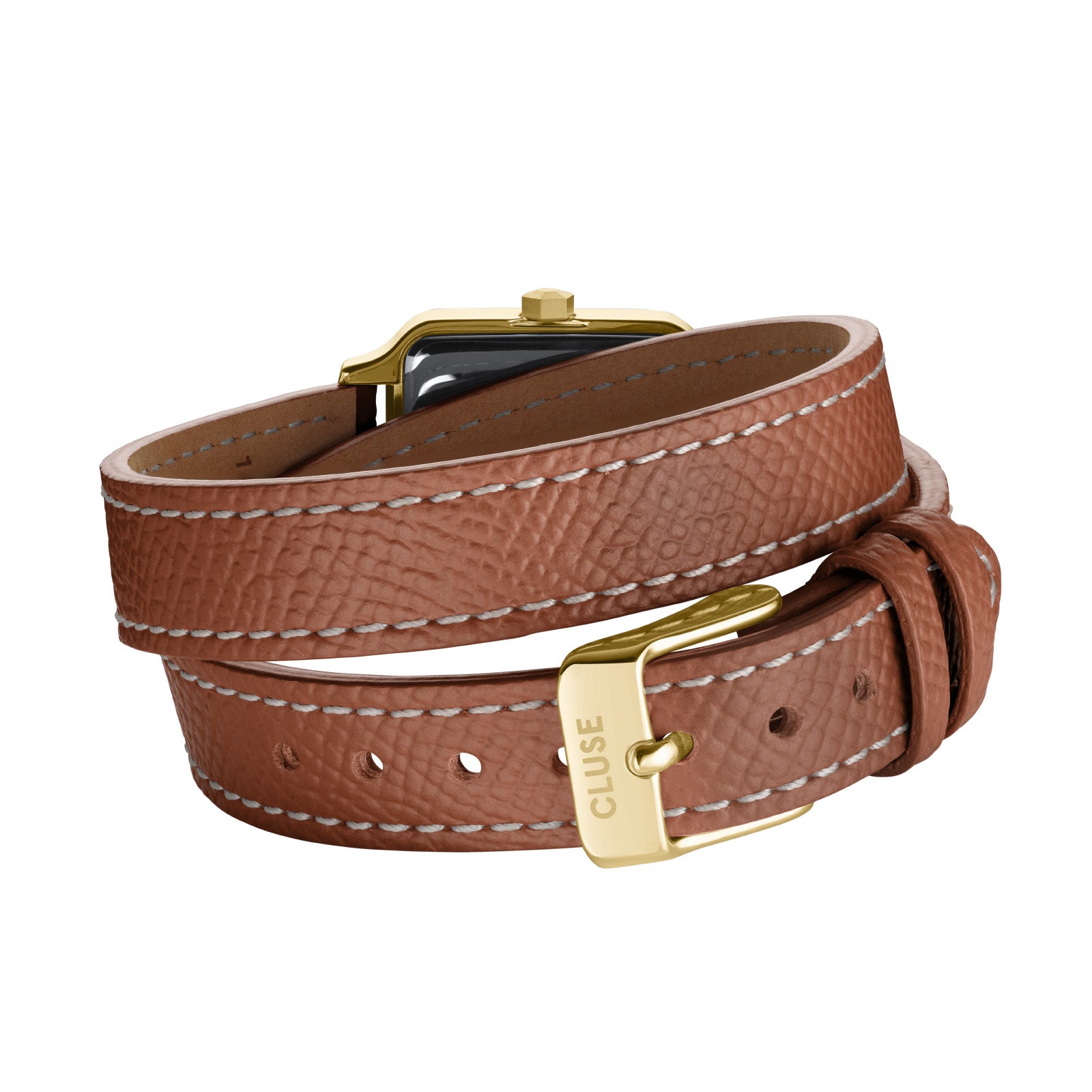 CLUSE Gracieuse Petite Watch Double Leather White stones Nutshell Gold Colour