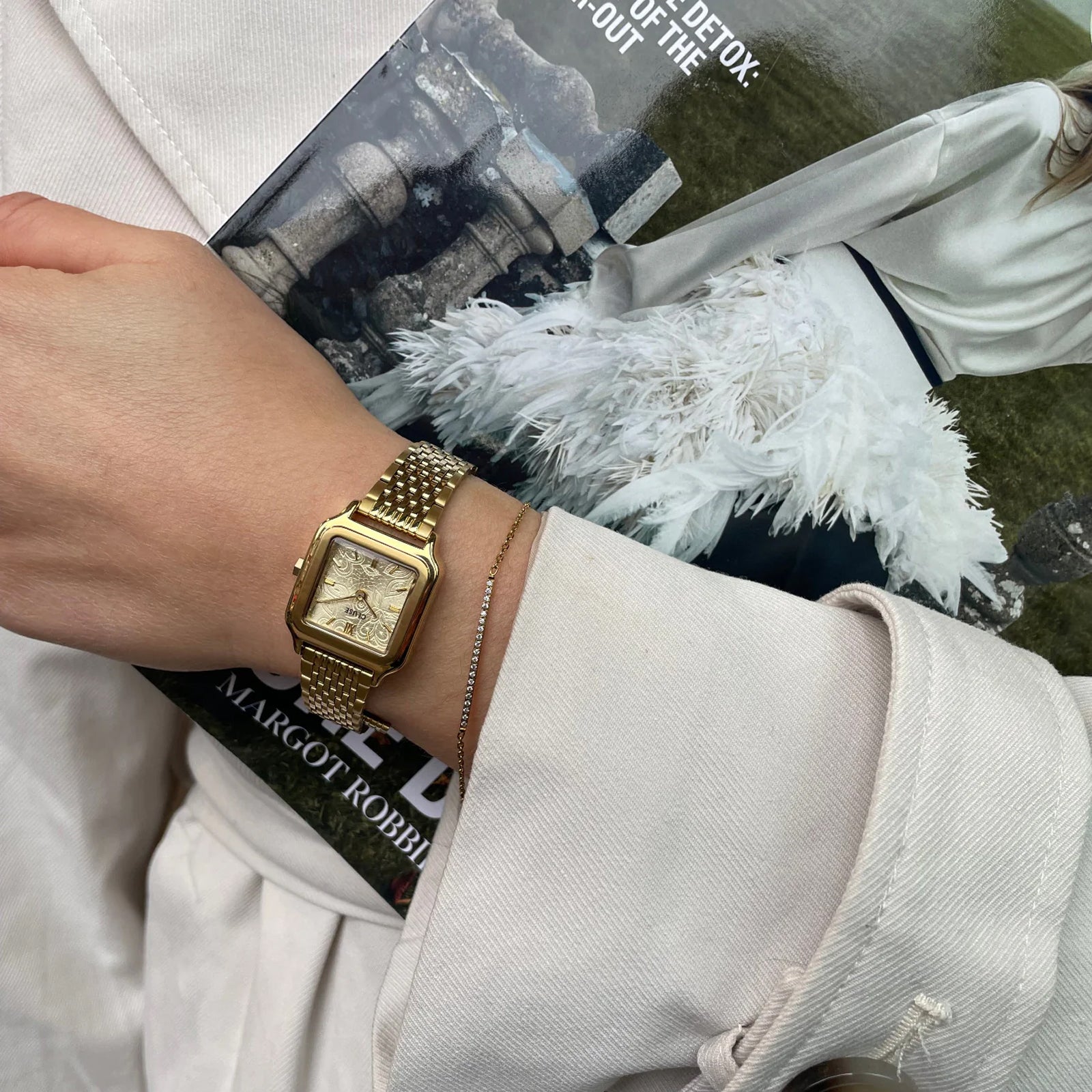 CLuse Gracieuse Petite Watch Steel, Lace Textured, Gold Colour