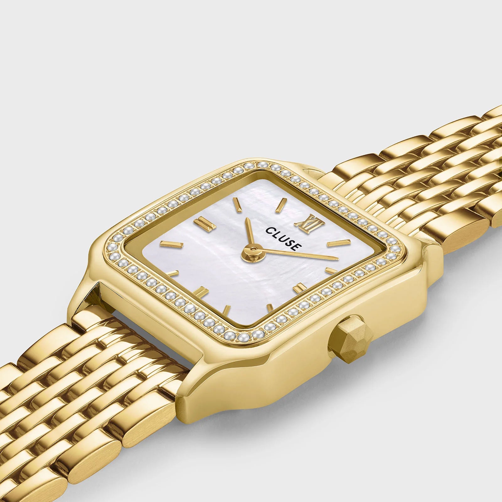 CLuse Gracieuse Petite Watch Steel, Glass Pearls, White, Gold Colour