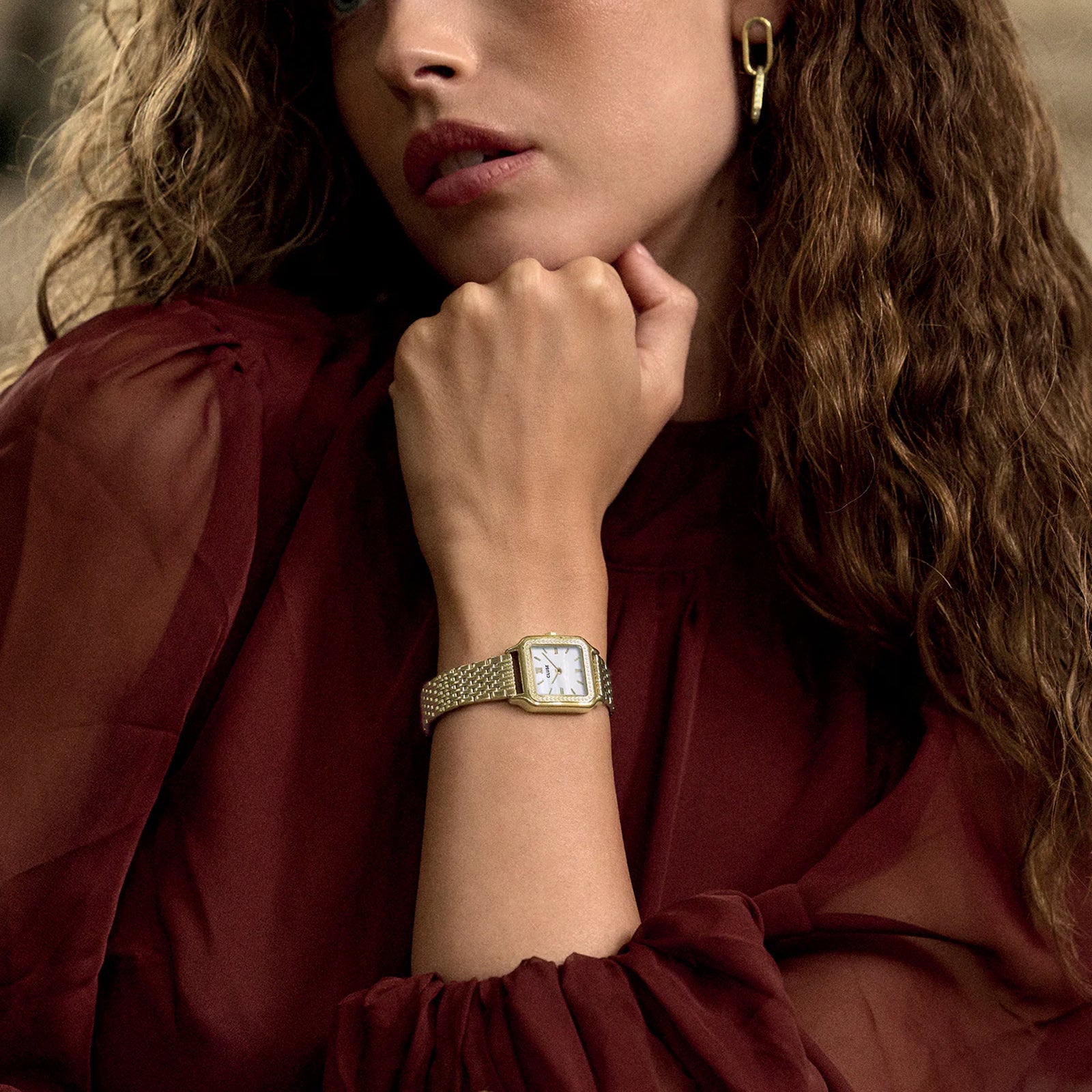 CLuse Gracieuse Petite Watch Steel, Glass Pearls, White, Gold Colour