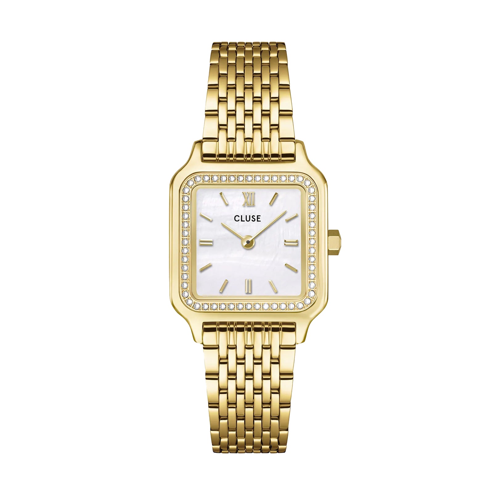 CLuse Gracieuse Petite Watch Steel, Glass Pearls, White, Gold Colour