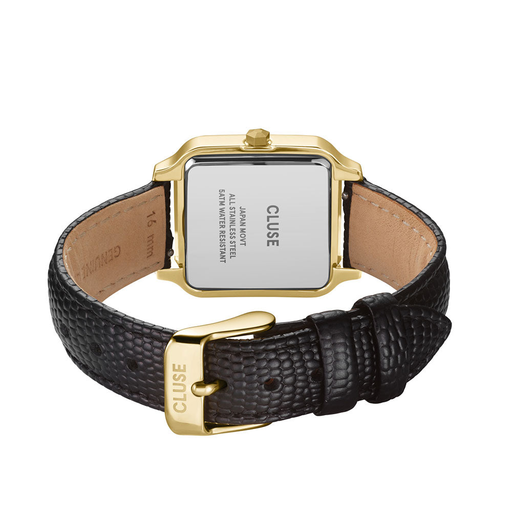 CLUSE Gracieuse Watch Leather Black Lizard Gold Colour