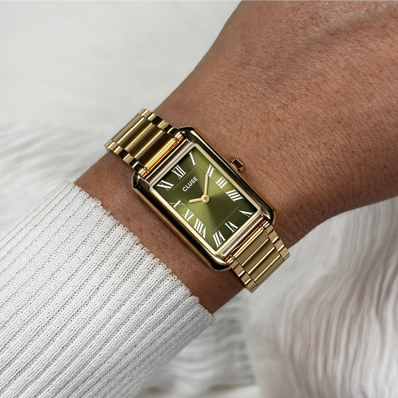 CLuse Belisenna Watch Steel, Olive, Gold Color