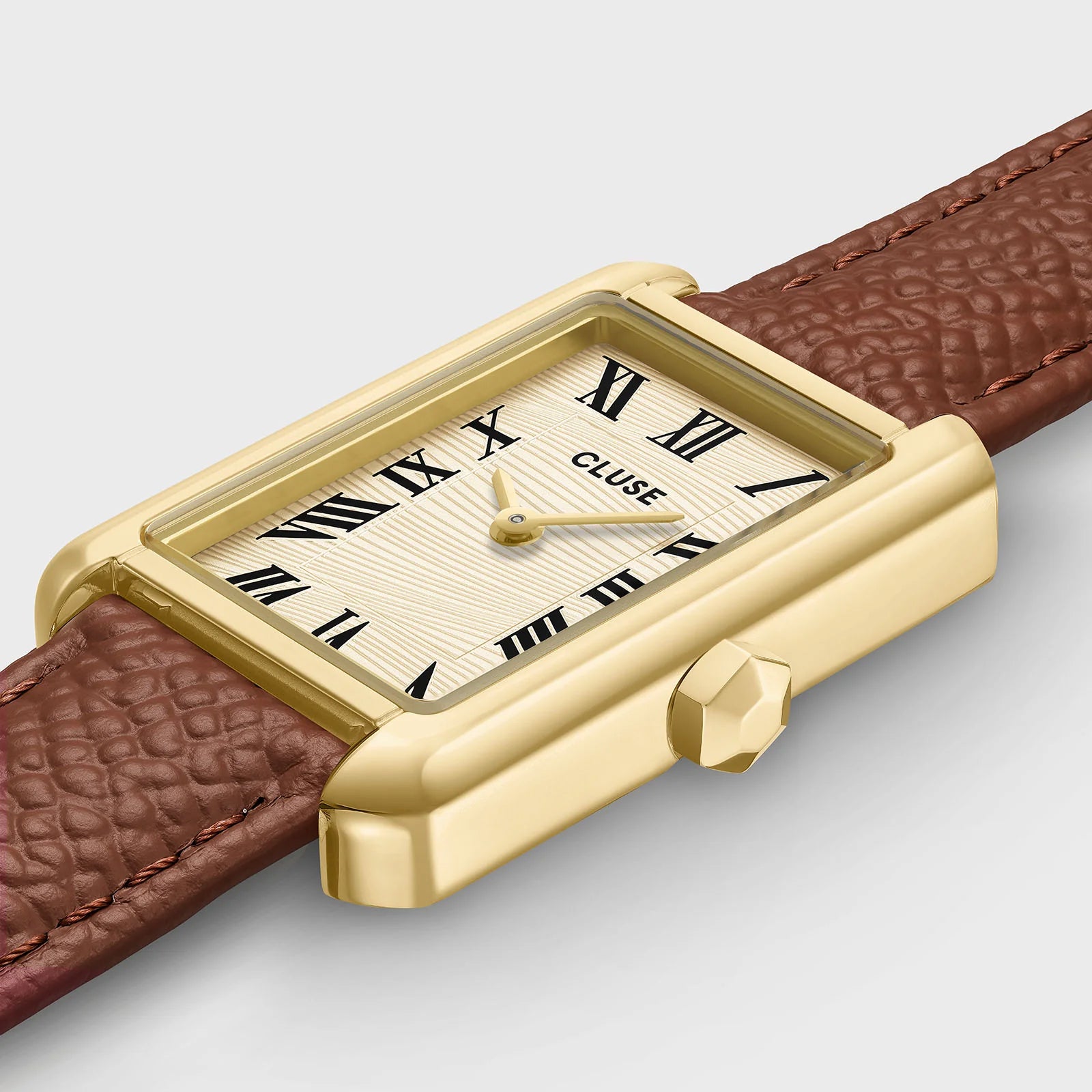 CLUSE Belisenna Watch Leather, Nutshell, Sand Textured, Gold Colour