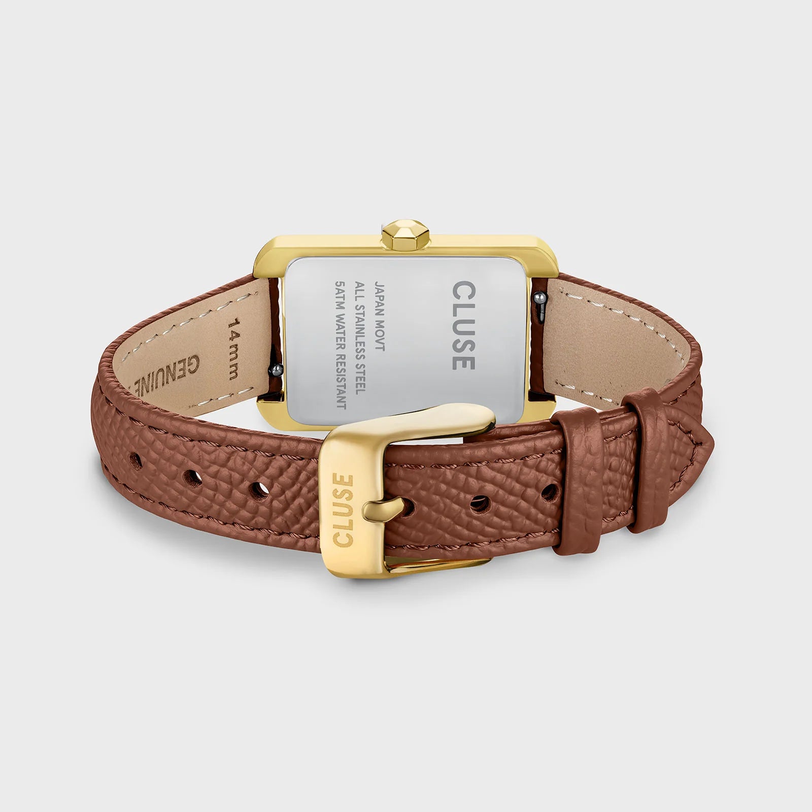 CLUSE Belisenna Watch Leather, Nutshell, Sand Textured, Gold Colour
