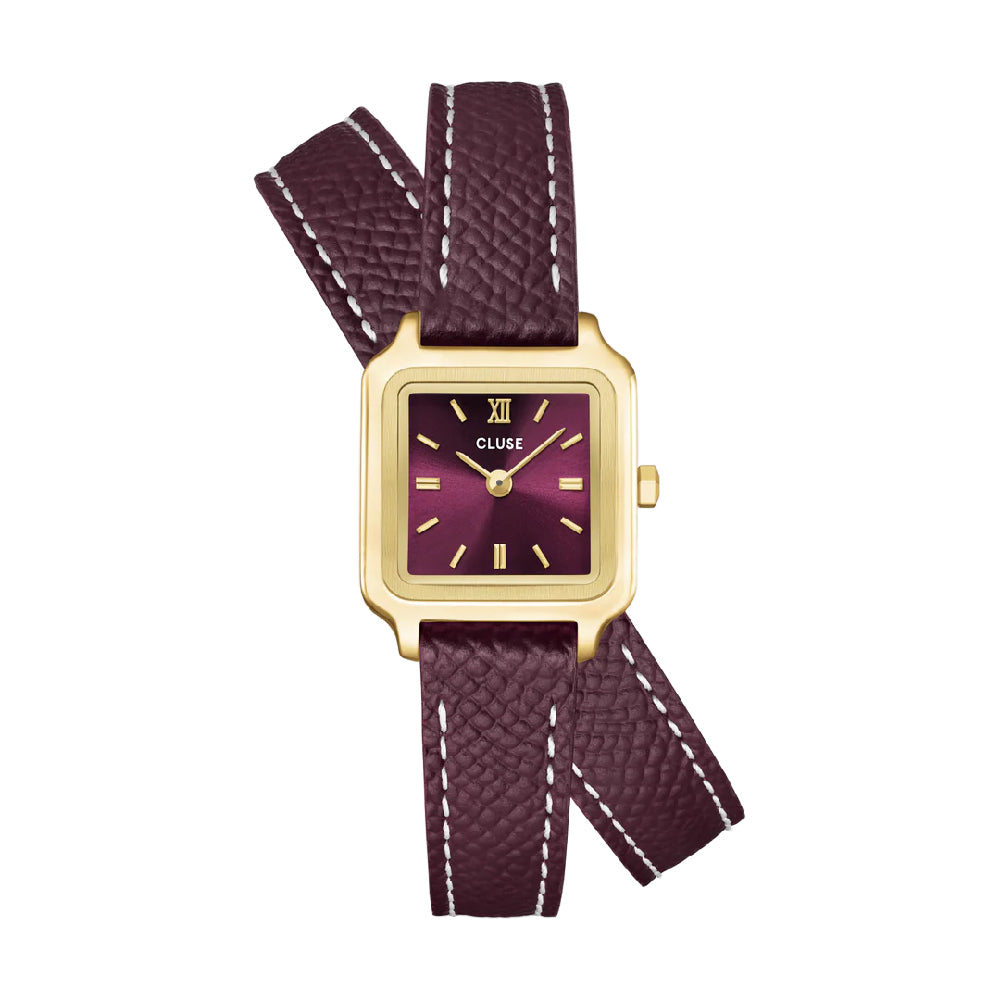 CLUSE Gracieuse Mini Watch Double Leather Wine Gold Colour