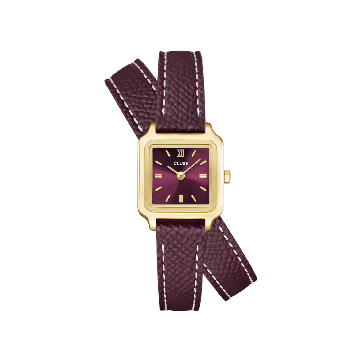 CLUSE Gracieuse Mini Watch Double Leather Wine Gold Colour