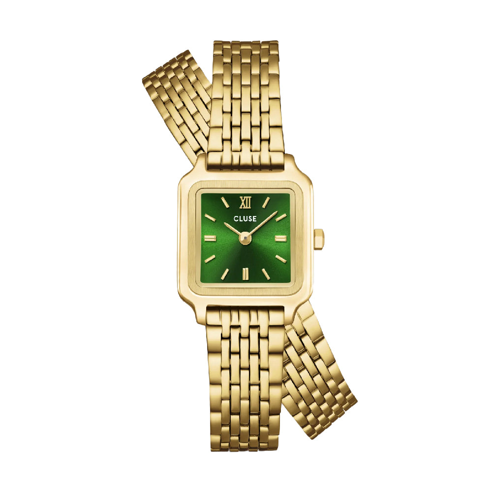 CLUSE Gracieuse Mini Watch Double Steel Forest Green Gold Colour